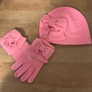 Kate Spade Matching Bow Hat & Gloves